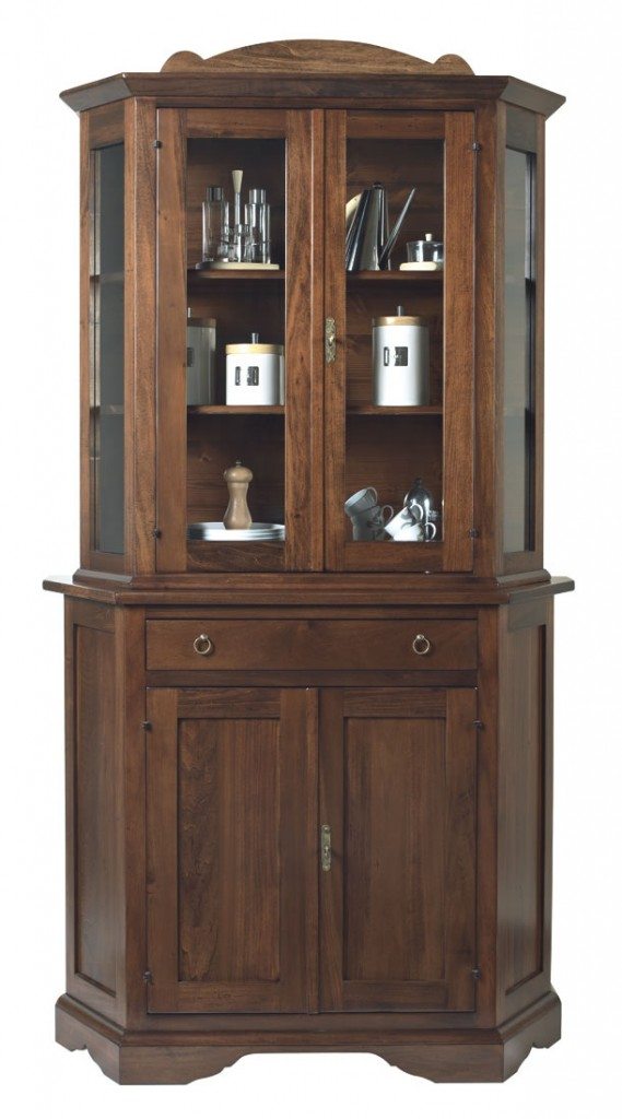 Credenza scantonata 2 ante con alzata cimasa asportabile h cm 8